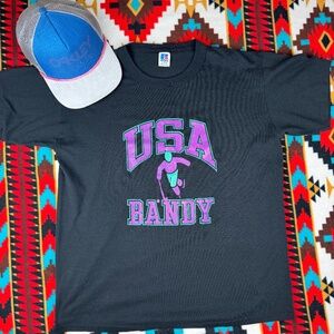 USA Bandy Graphic T Shirt - LARGE - Russell Athletic Tag